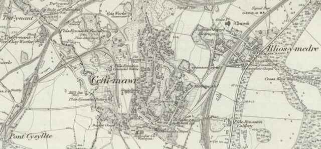 Cefn Mawr   Area 1879 Published OS Map NLS 640x297 